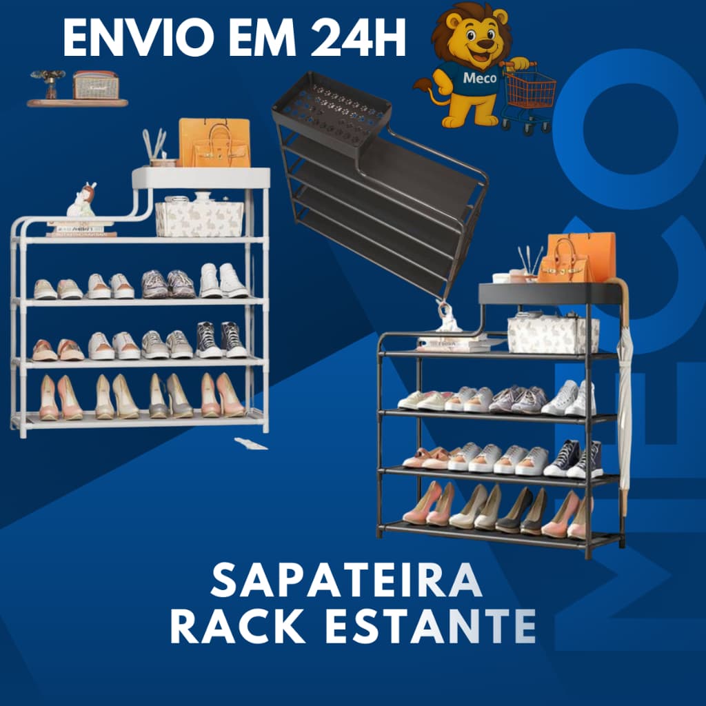 Sapateira Rack Metal Estante Multiuso Sapatos Quarto Organização Lavação Tênis