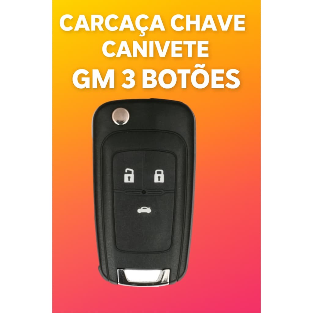 Carcaça Chave Canivete Gm Cruze Cobalt Spin Prisma Onix Tracker 3 botões