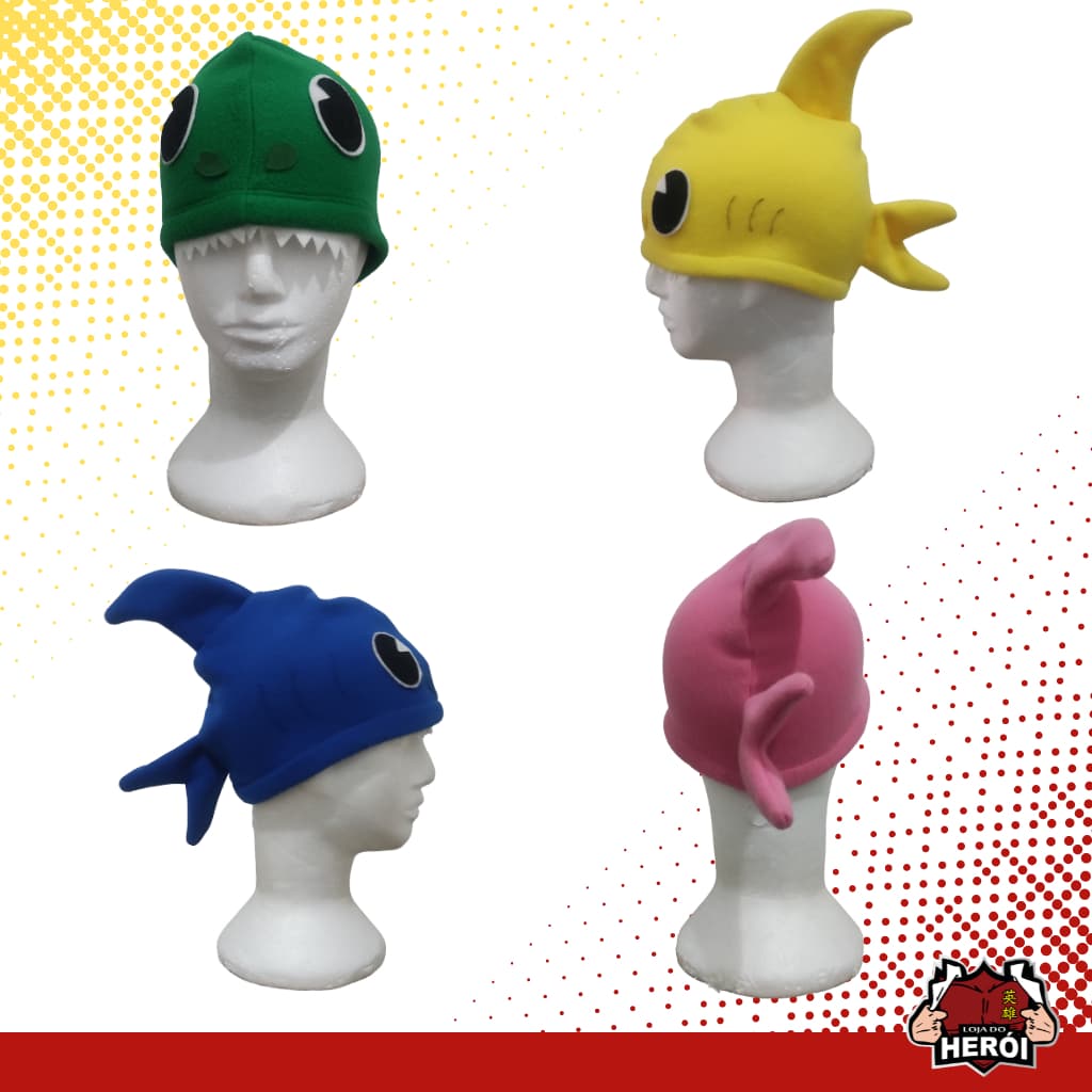 Touca de Pelúcia do Baby Shark - Gorro Chapéu  - Personalizada - Infantil - Mêsversário - Aniversário - Bebê Tubarão
