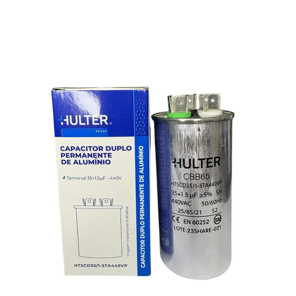 Capacitor Duplo 35+1,5 440V para Ar Condicionado