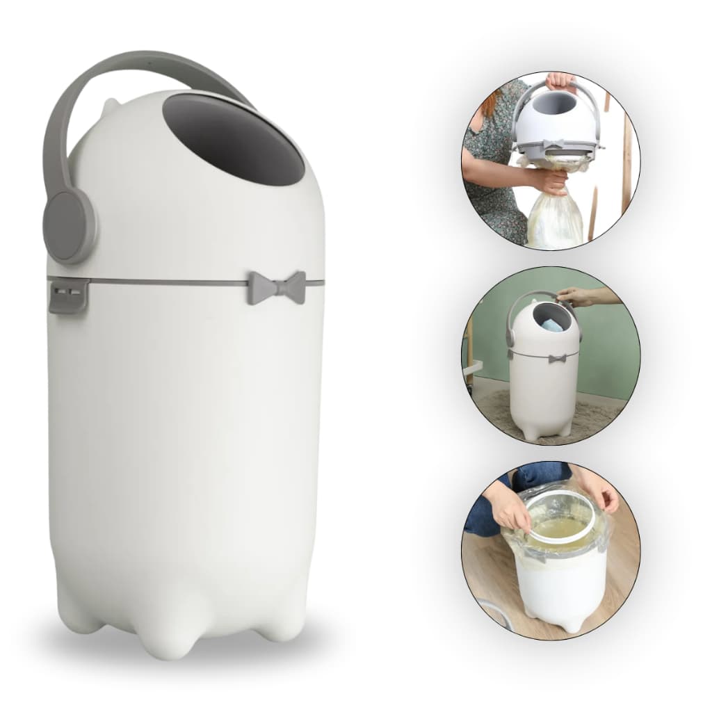 Lixeira Anti Odor para Fralda Bebê Compacta 10L com Vedação Fácil Limpeza Branca Brinovar