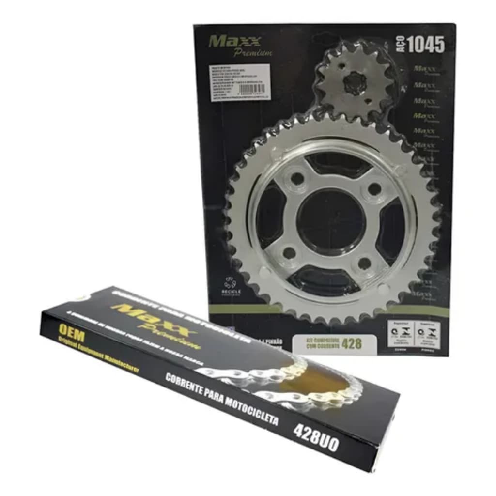 Kit Relação Cg Fan 125 09 À 13 Aço 1045 Maxx Premium Prateado