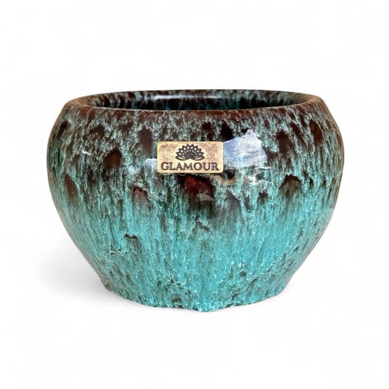 Vaso De Cerâmica Esmaltado A:11 L:17cm E9156p -várias Cores