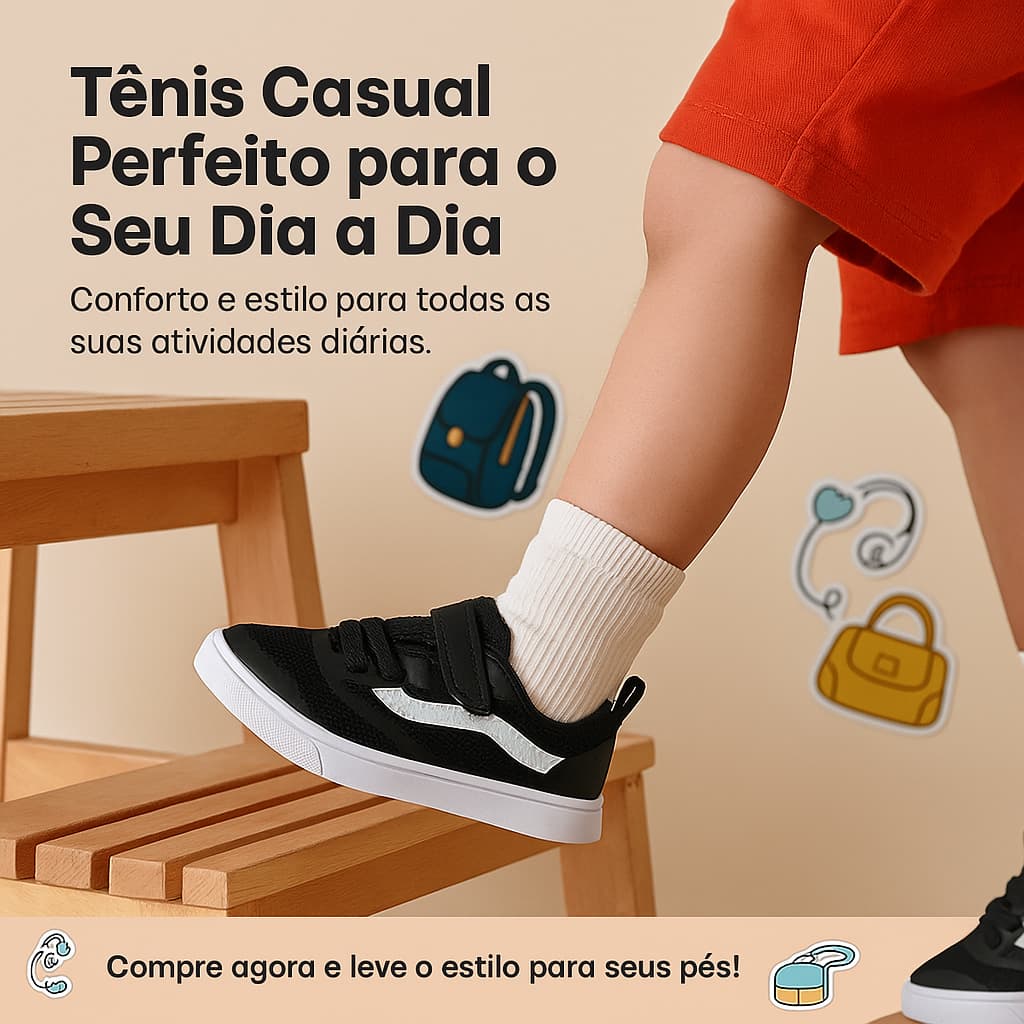 Tênis Preto Infantil Baby Menino - Confortável,Antiderrapante e Seguro - 20 ao 33 Envio Imediato