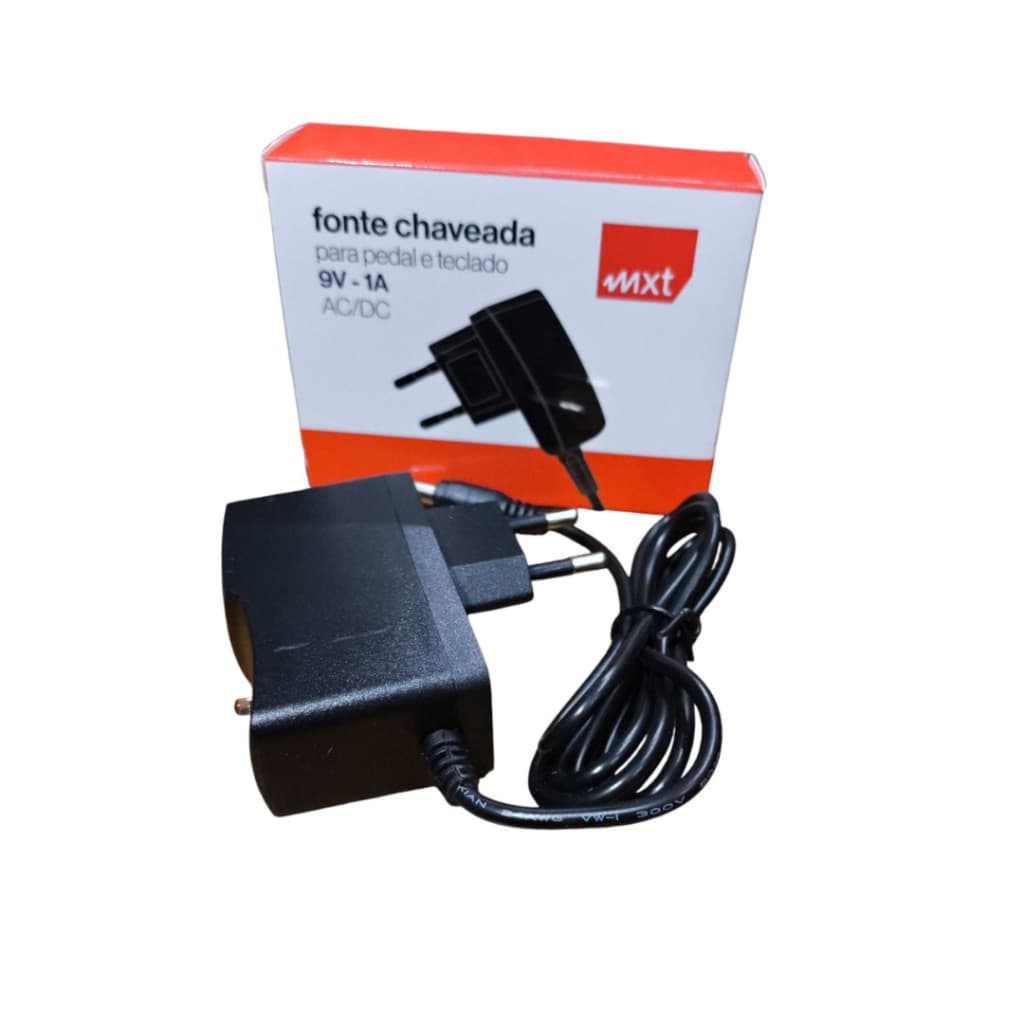 Fonte 9V 1A negativo interno MXT ideal para pedal