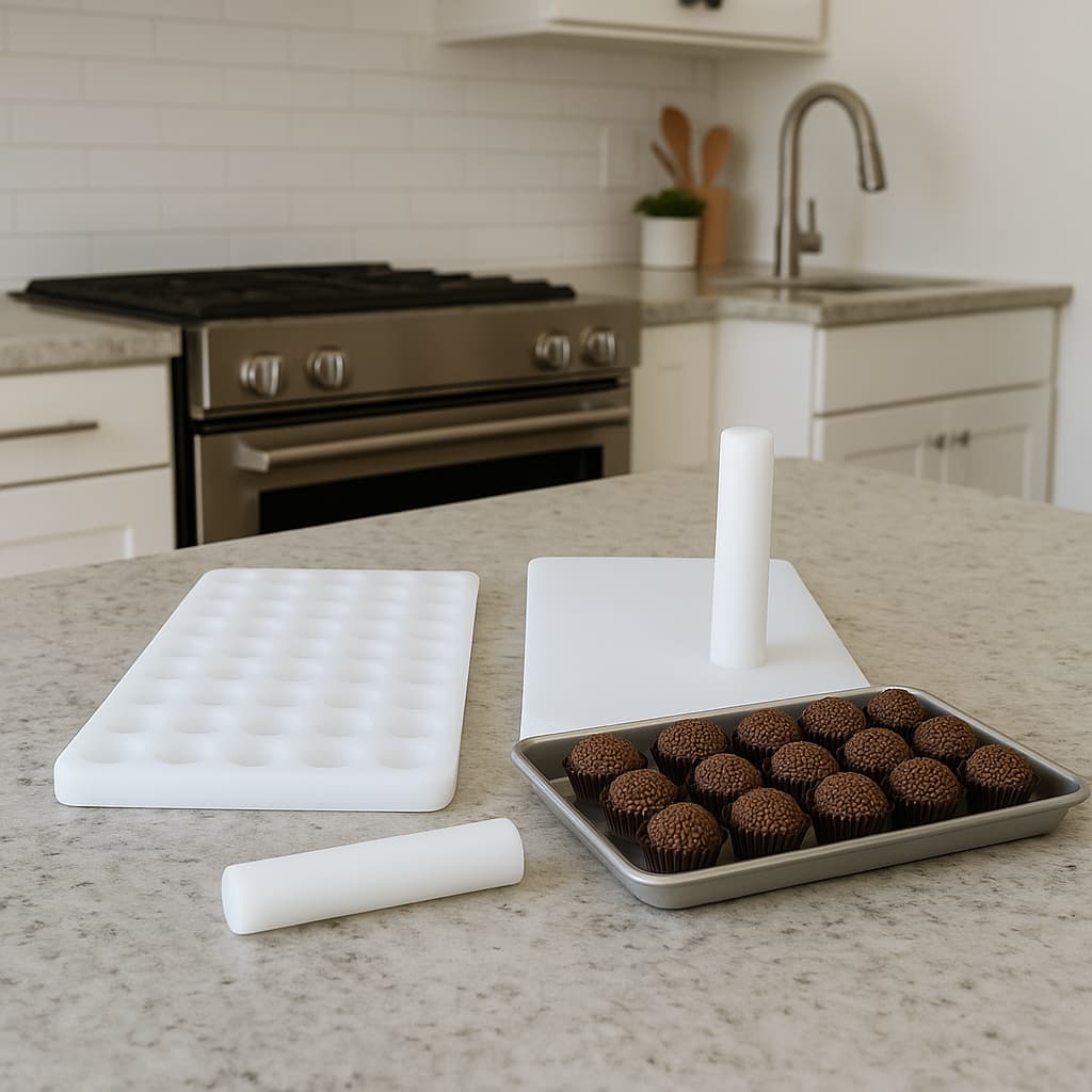 Placa Porcionadora de Doces Brigadeiro Beijinho 10g 13g 15g 45 Furos