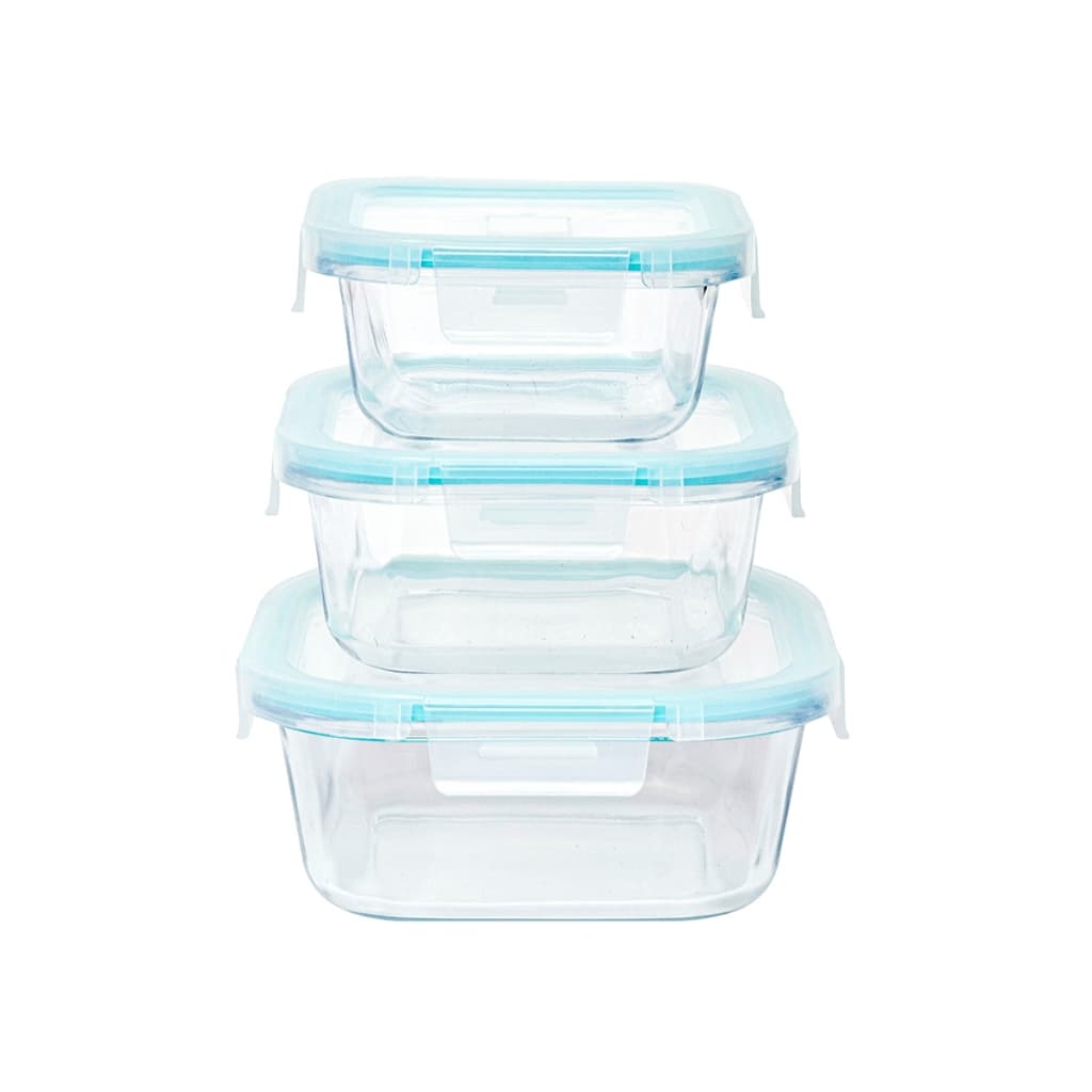 Conjunto de 3 Potes de Vidro (Quadrado) 800ml | 520ml e 320ml