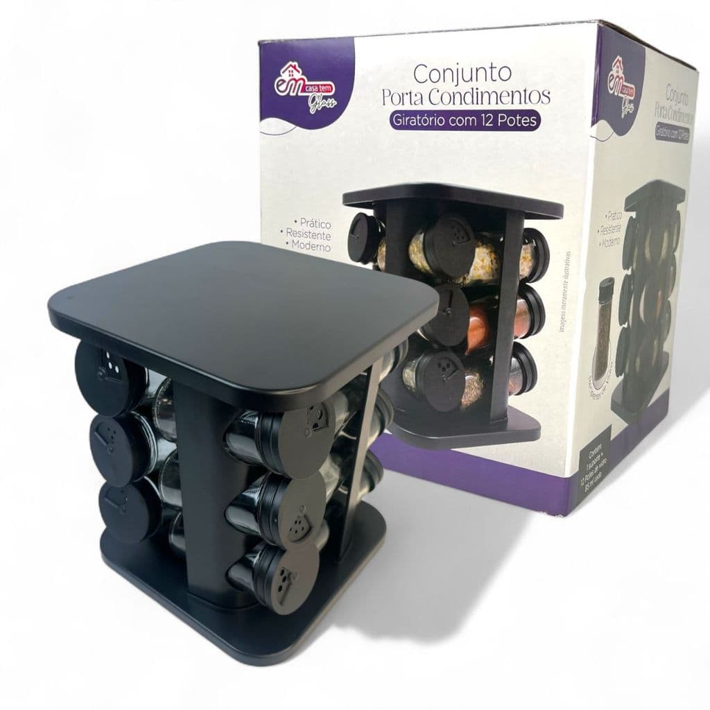 CONJUNTO PORTA CONDIMENTOS GIRATÓRIO COM 12 POTES