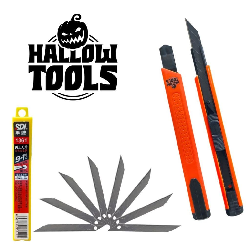 Kit Estilete com 10 Lâminas de Reposição 9mm 30 Graus Alta Durabilidade em Aço Prata - Hallow Tools