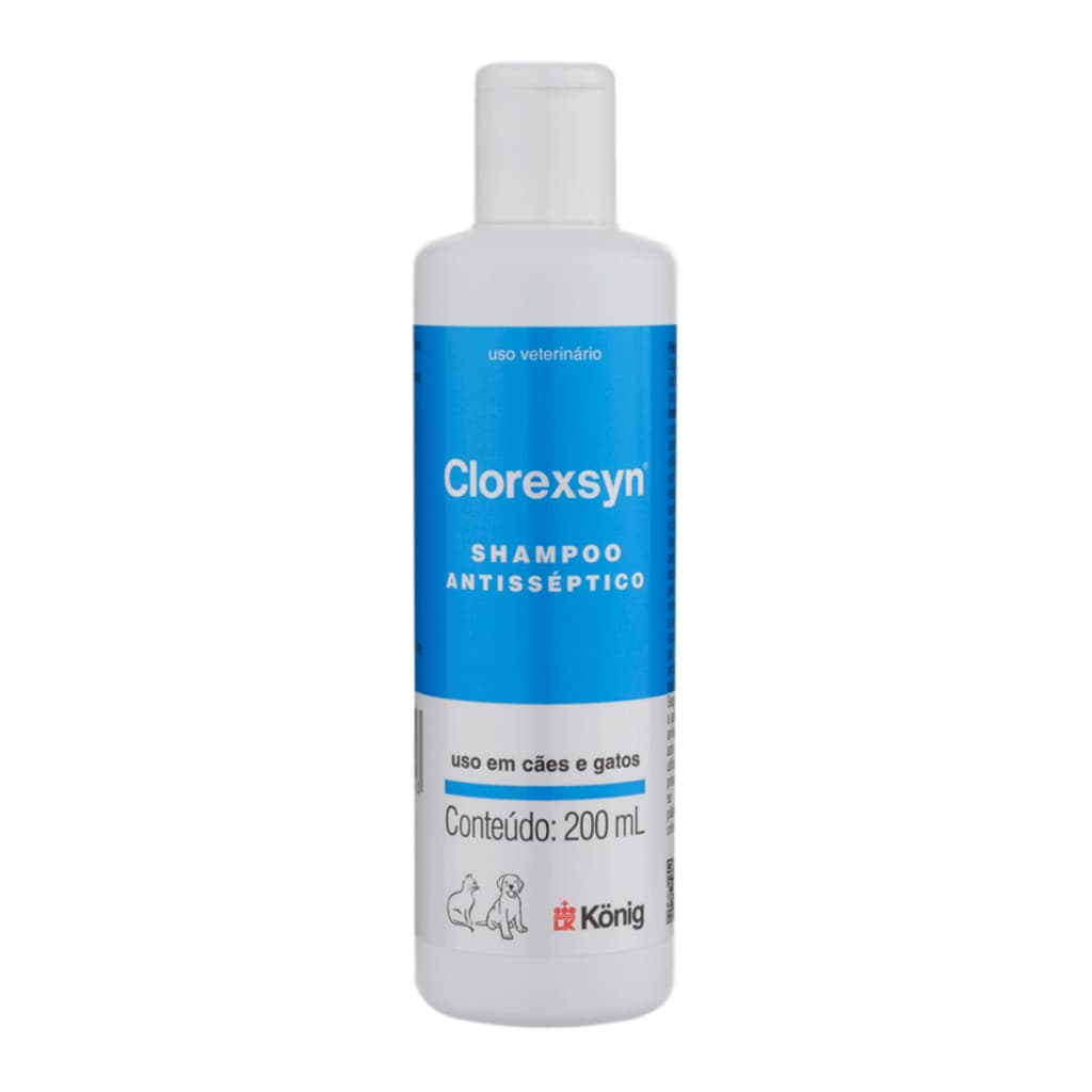 Clorexsyn Shampoo Antissépttico Veterinário 200ml - Higiene e Proteção para Cães e Gatos.