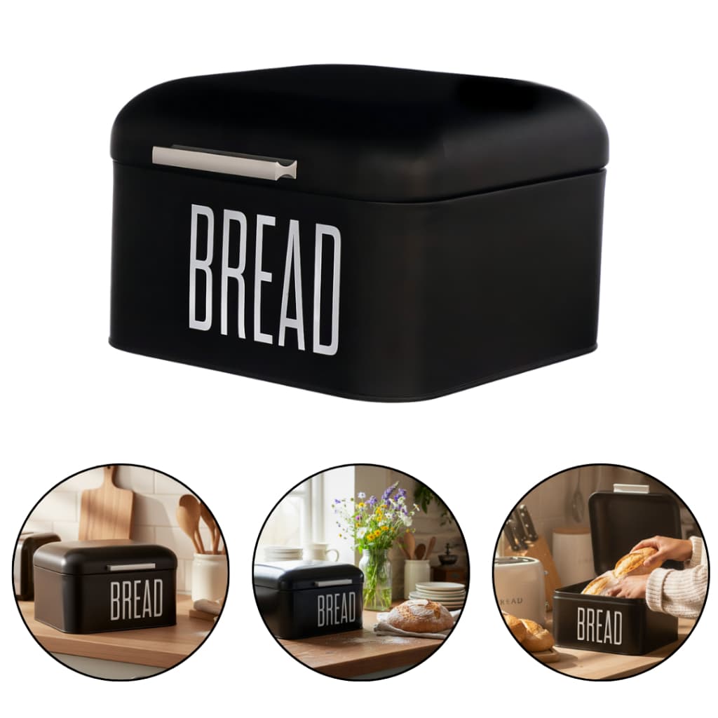 Porta Pão Pães Manhattan Organizador Em Aço Galvanizado Com Tampa Cozinha 20cm - Hauskraft