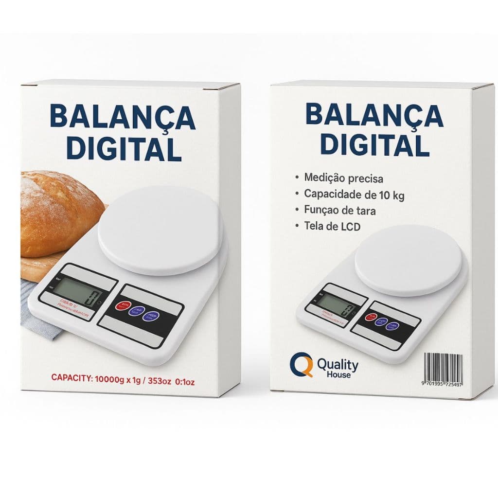 Balança Compacta Eletrônica Doméstica de Cozinha Digital para Pesar alimentos até 10kg com Função Tara  Alta Precisão