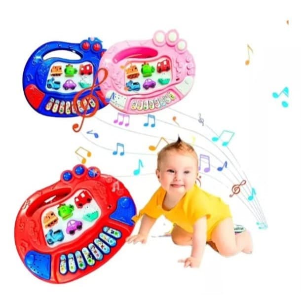 Brinquedo Piano Musical Infantil Vermelho com Luzes, Sons Divertidos, Teclas Interativas e Músicas