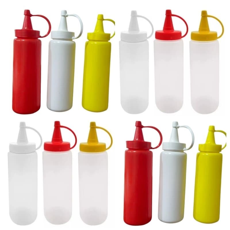 KIT  Bisnagas Para Molho 200Ml Embalagem Ketchup Mostarda Maionese Reutilizável