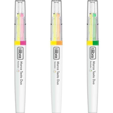 Marca Texto Duo Tilibra - Duas Cores em Uma Ponta, Alta Qualidade para Escritório e Estudo Volta as Aulas