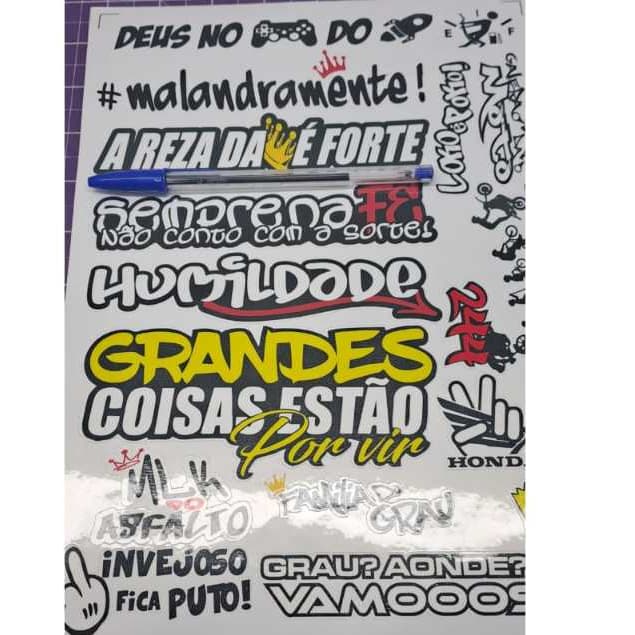 Cartela Adesivos, Vinil Resistente Agua Laminado Ideias Pra Sua Moto ou Capacete Recorte Eletrônico