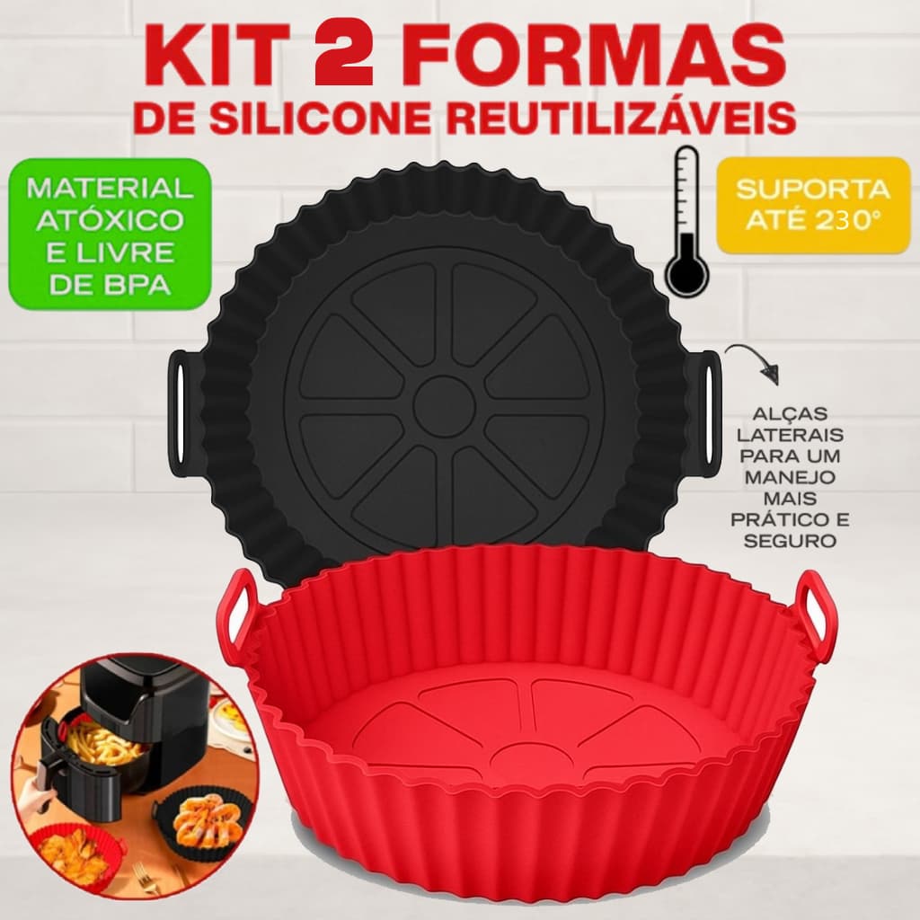 Forma Assadeira Silicone Fritadeira Air Fryer Forno Microondas Reutilizável Qualidade Proteção Certa