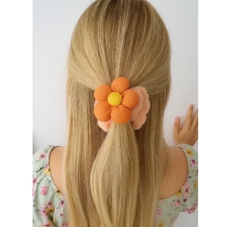 Prendedor Cabelo Peluciada Flor Scrunchie Moda