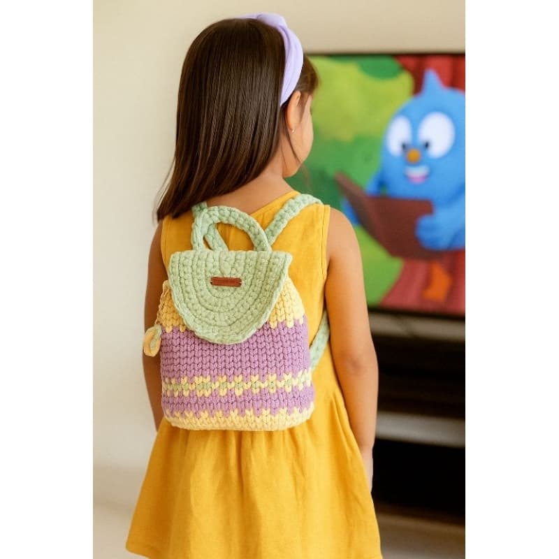 mochila de crochê Bag de crochê Peça artesanal Crochê criativo