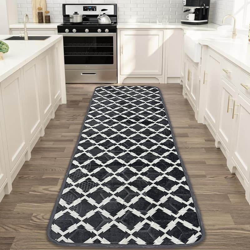 Tapete Sala Quarto Passadeira Geomético 0,6x2 Mt Antiderrapante Ins Flannel Grande Estampado