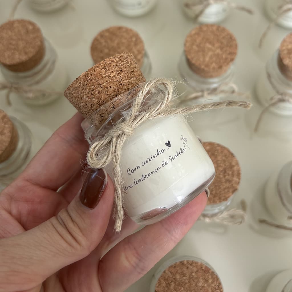 Kit 10 Velas Personalizadas 40g Cera de Coco Vegetal Nome & Laço Aromas Premium Lembrancinha