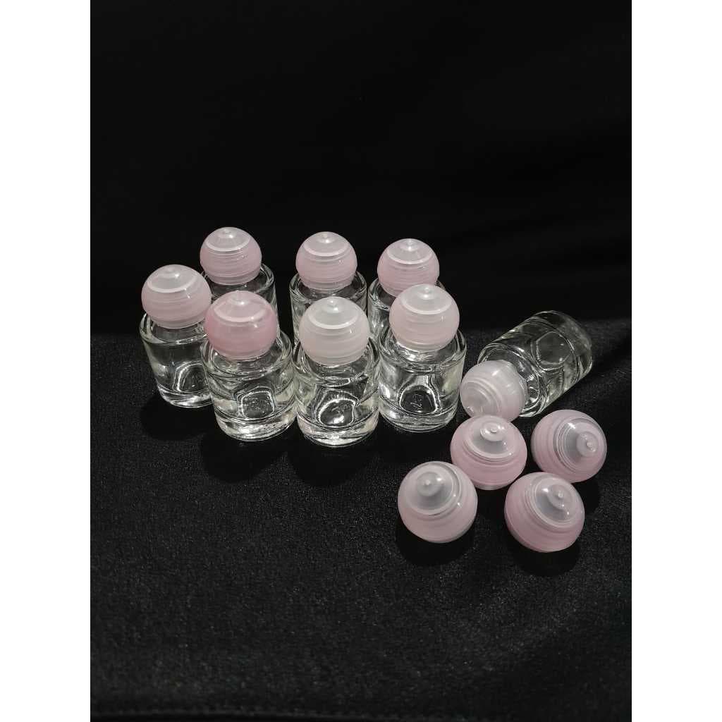 20unid. Mini Frasco vidro 05ml com tampa Bola Rosa, porta perfume , óleo de unção, essências