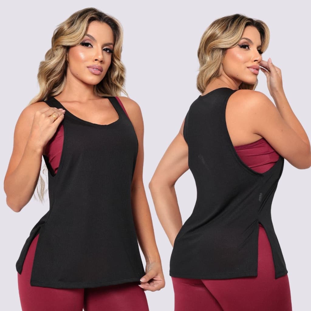 Regata Academia Feminina regatão furadinha dry fit blusa moda fitness corrida musculação treino