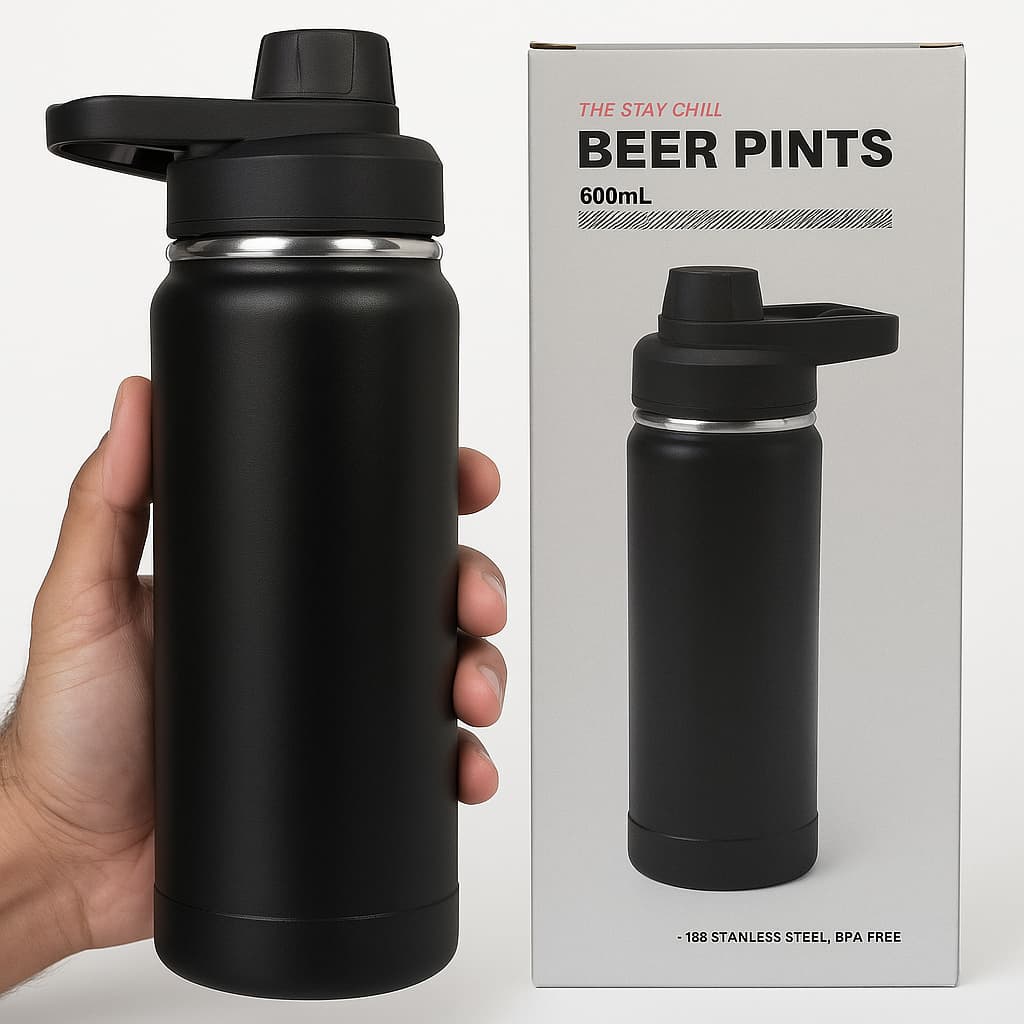 Garrafa Térmica Beer Pint 600ml – Mantém Bebida Gelada ou Quente por Horas