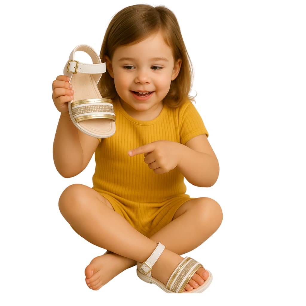 Sandalia Infantil  Bebe Branca, ouro, mude Lançamentos