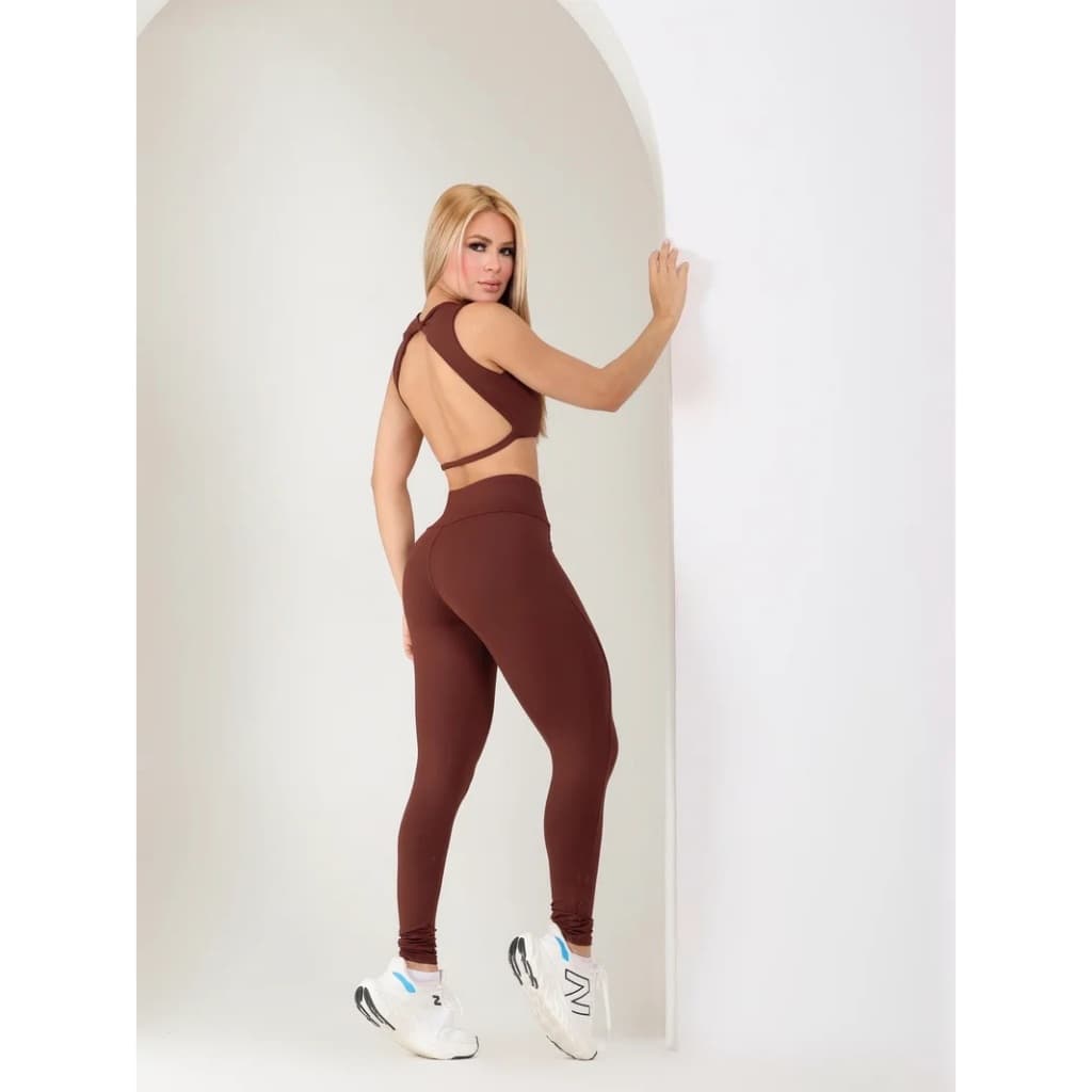 Conjunto Feminino Zero Transparência Top + Calça Legging Poliamida Toque Frio Alta Compressão UV50+