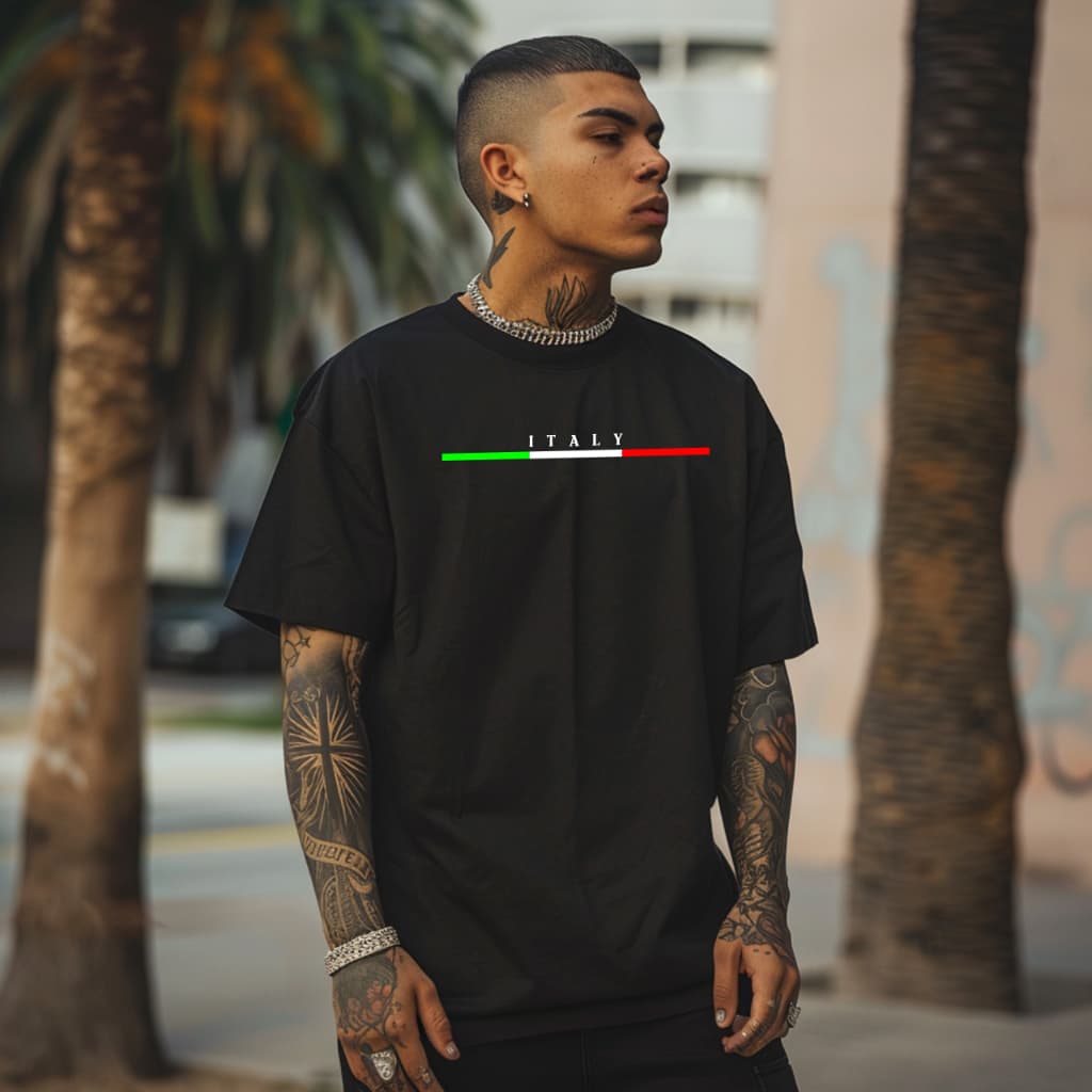 Camiseta Masculina Italia Italy Algodao Camisa Estampada DTF 30.1 Estilosa