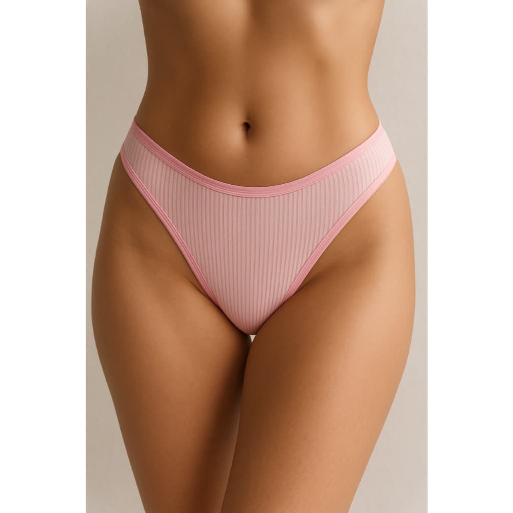 Kit Calcinhas Fio Dental Feminina Canelada – Forro de Algodão - Roupa Feminina Confortável