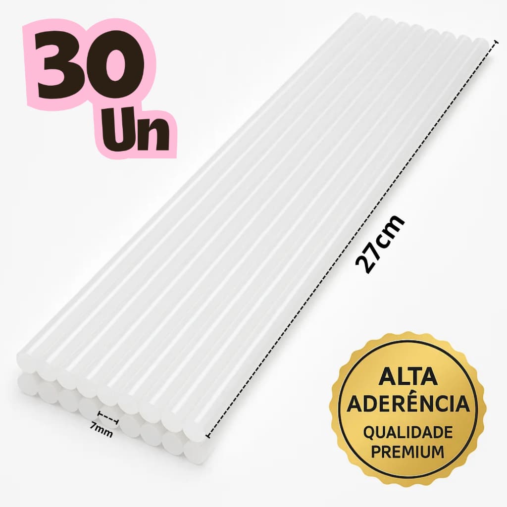 30 cola quente bastão fino 7mm x 27cm para Artesanato Extra Forte Niadri Imports DIY