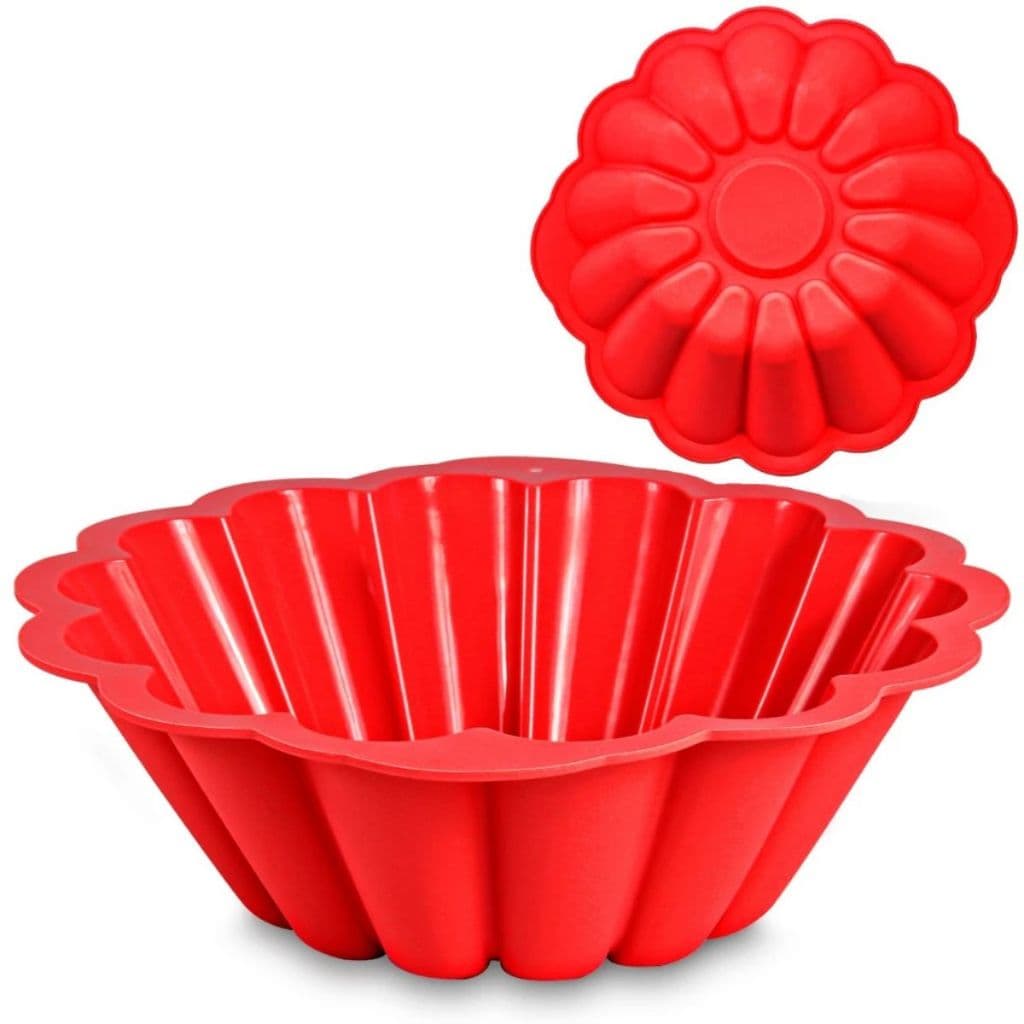 Forma De Silicone 24cm X 7,5cm Redonda Bolo Pudim Torta Forno Air Fryer Micro-ondas Lava-louças Vermelha Cinza Preta