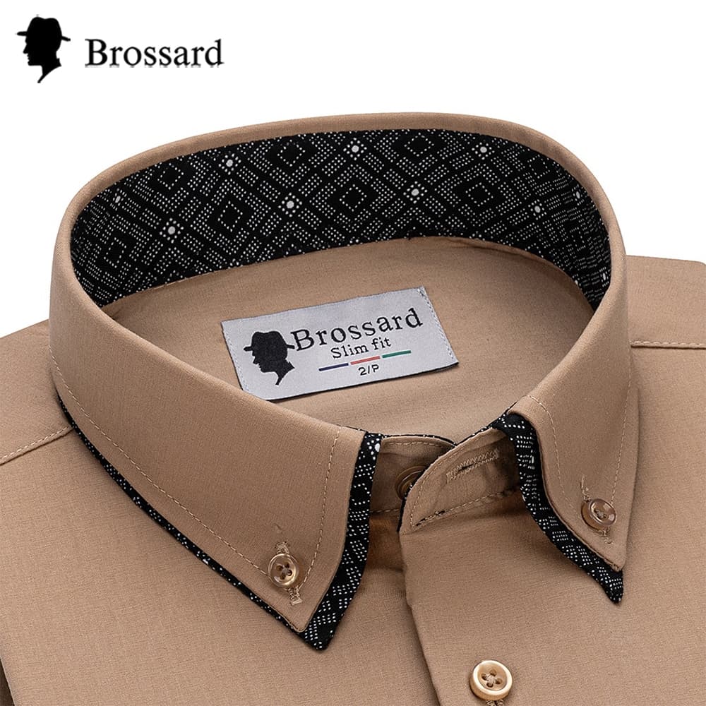 Camisa Social Brossard Masculina - Elegante e Premium com Corte Slim Estiloso e Manga Longa