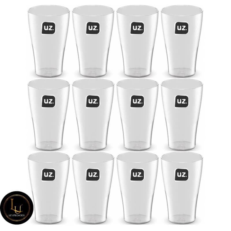 Kit com 6 ou 12 Copos Premium Translúcido 300ml Transparente UZ.
