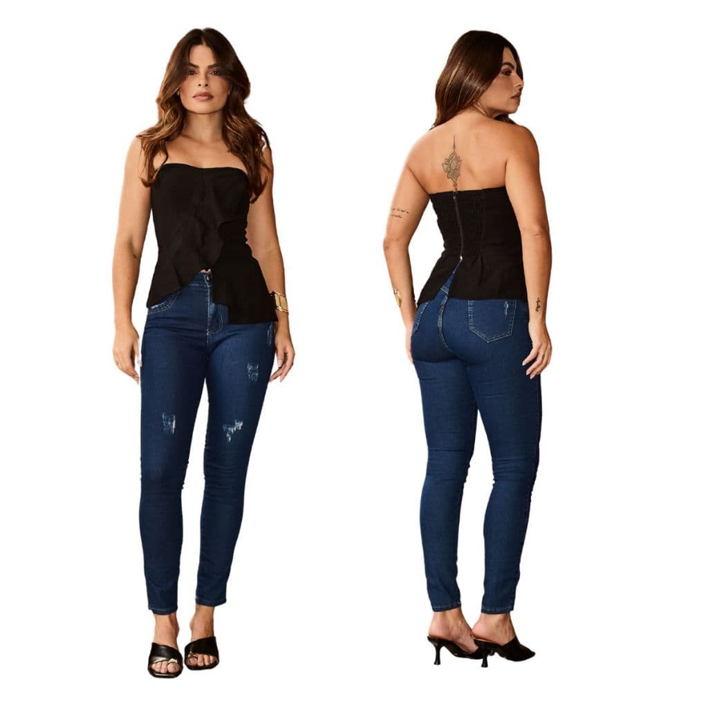 Calça Jeans Feminina Calça jeans feminina skinny justa e moderna perfeita para o dia a dia ref. 414