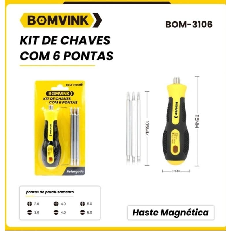 Kit Conjunto  Chave De Fenda e Philips Bits Duplo de Reparo E Manutenção