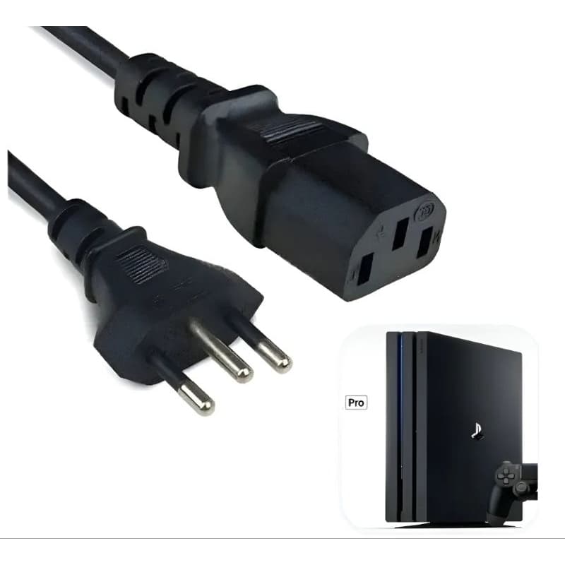 Cabo De Força PS4 PRO Play 4  PC Desktop  CPU TV Fone De Energia Liga Na Toma