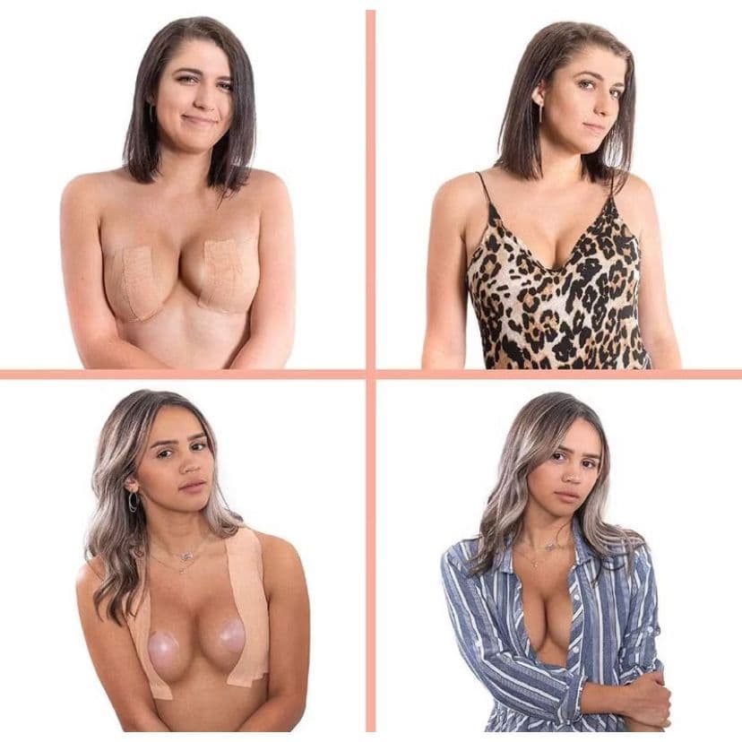 Kit Sutiã Fita Adesiva Invisível Elevador do Peito Boob Up Cor Bege A Prova D'Água Resistente