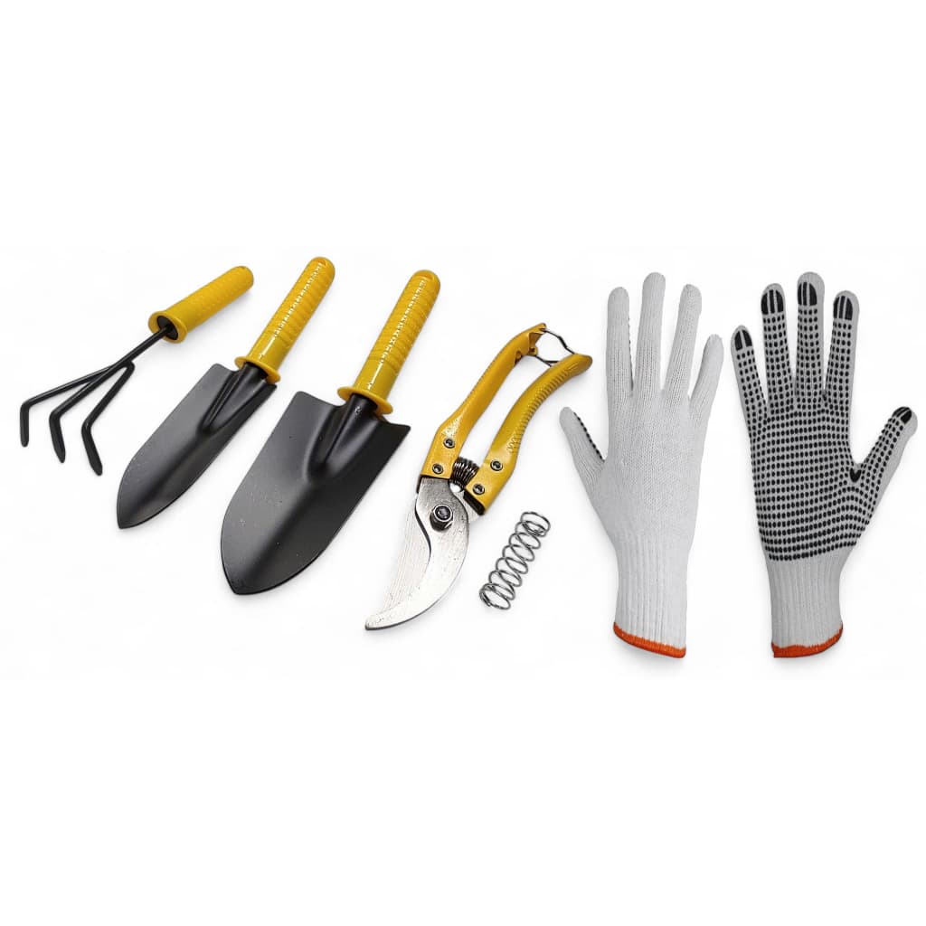 Kit Jardinagem 4 Peças (Ancinho, Pazinha Larga, Pazinha Estreita, Tesoura de Poda + Luva)