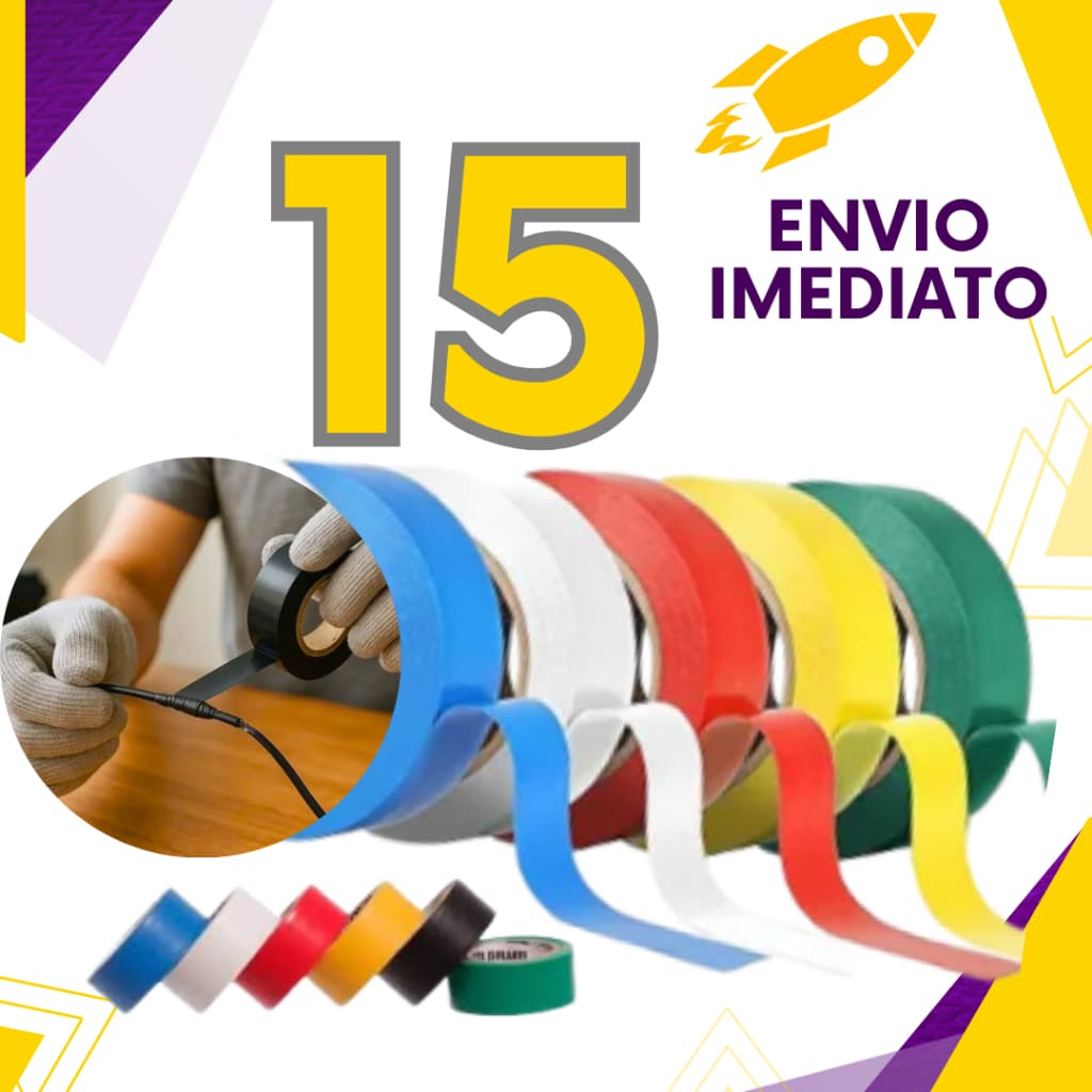 Kit 15, 12, ou 8 un - Fita Isolante Colorida De PVC Antichama 5M Eletrica Automotiva