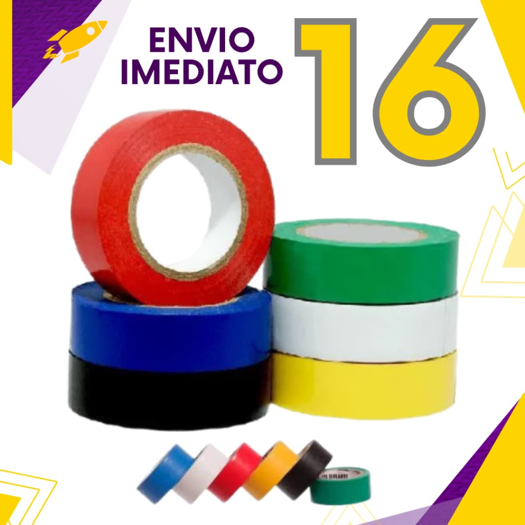 Kit 16, 10 ou 8 un - Fita Isolante AntiChama Preto Vermelho Azul Amarelo Verde Branco Fio Isolamento