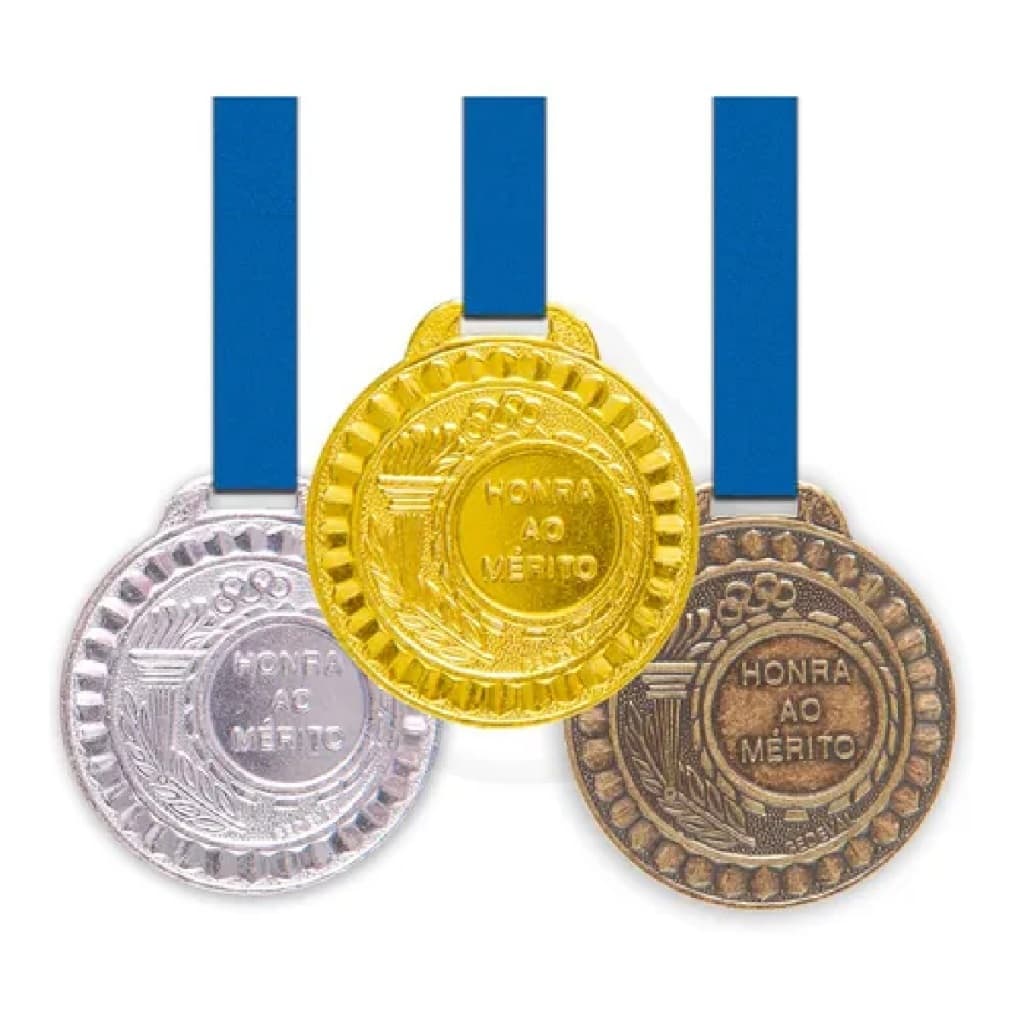 MEDALHA Conjunto Medalhas 10 Unidades Honra ao Mérito 50mm Empresa Colégio Esporte Com Prefeituras