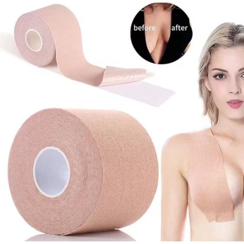 Kit Sutiã Adesivo Fita Boob Tape Elevador do Peito Invisível A Prova D'Água Resistente Ao Suor