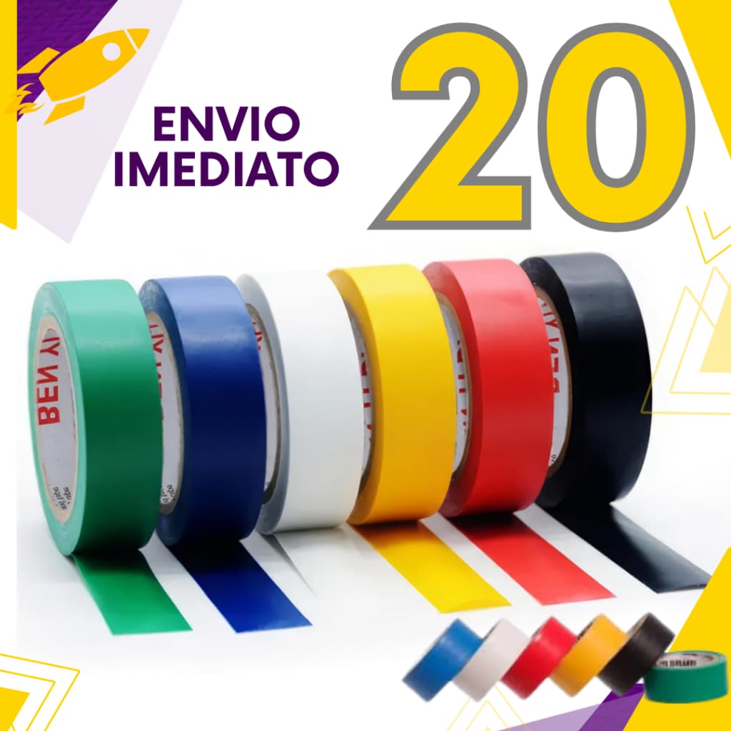 Kit 20, 10 ou 8 un - Fita Isolante AntiChama Preto Vermelho Azul Amarelo Verde Branco Fio Isolamento