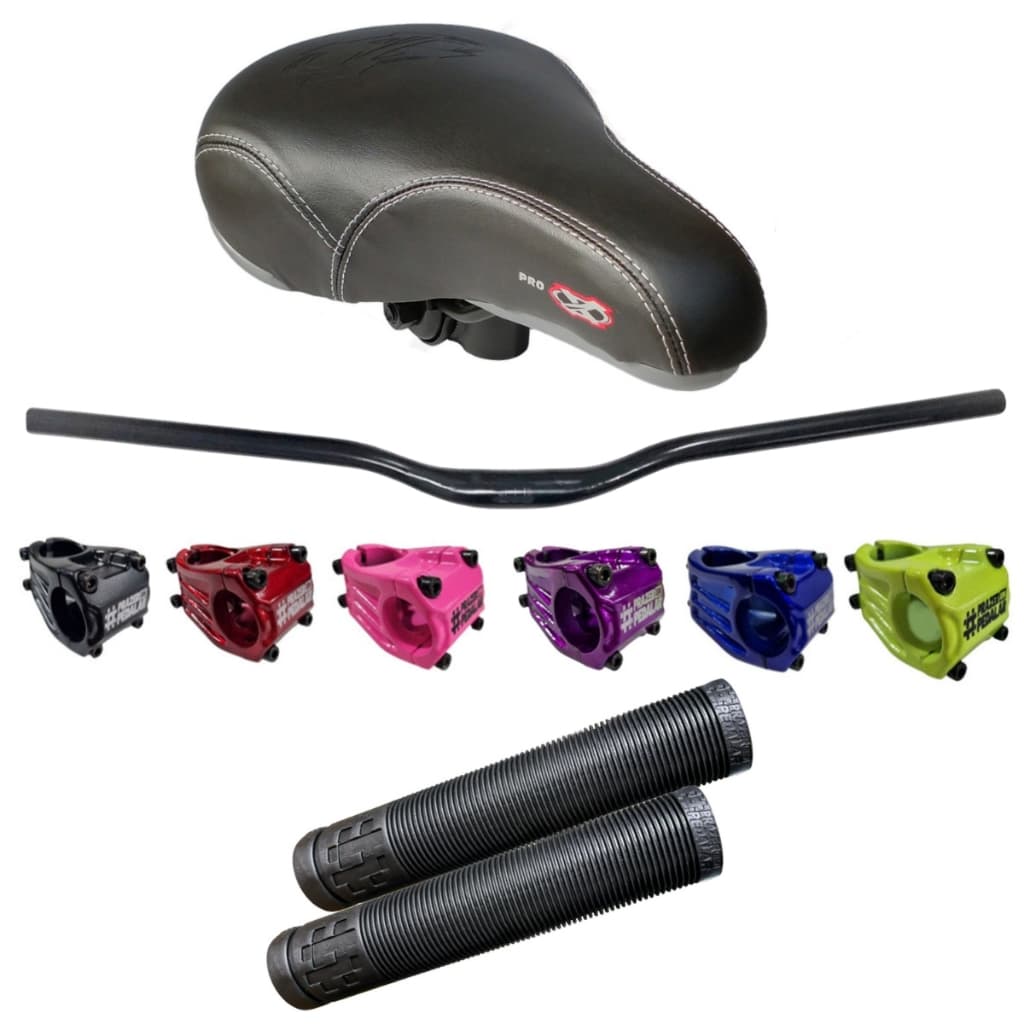 Guidão Alto Voador freeride Wheeling + Mesinha + Manoplas Prazer Em Pedalar Varias Cores