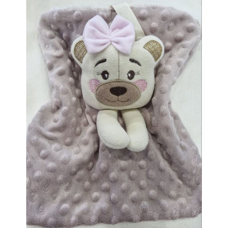 Naninha Ursinho e Ursinha para bebê.  Naninha Mantinha em plush bolha.