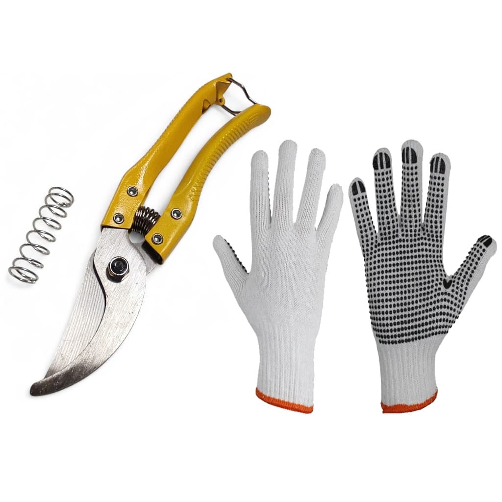 Kit Jardinagem Luva Antiderrapante Tamanho Unico Tesoura Podar Jardinagem Profissional