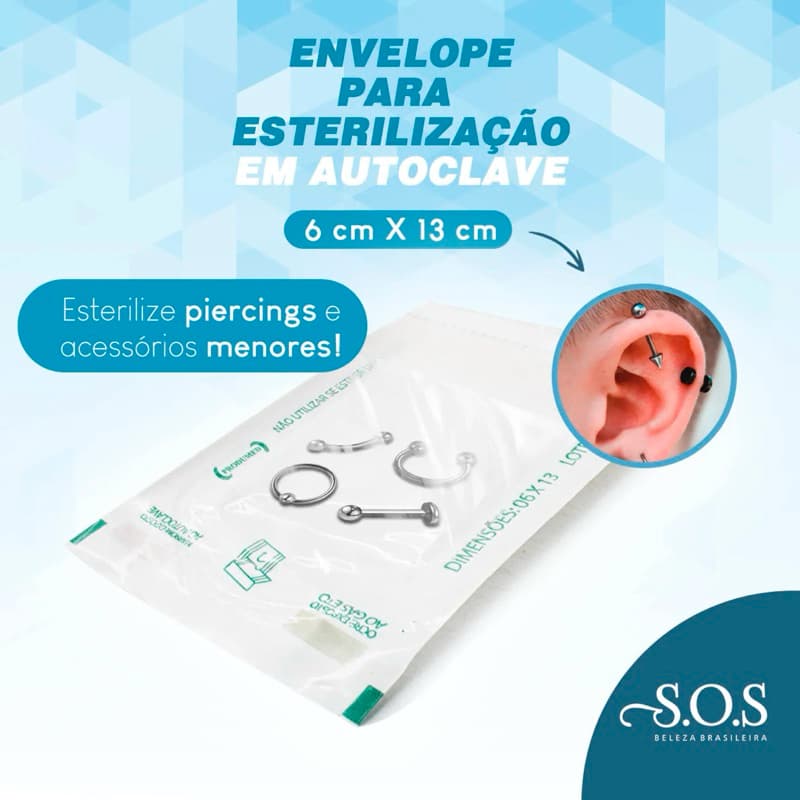 Envelope Autoclave Para Esterilização 6cm X 13cm Com 100 Unidades Ideal manicure dentista podologia